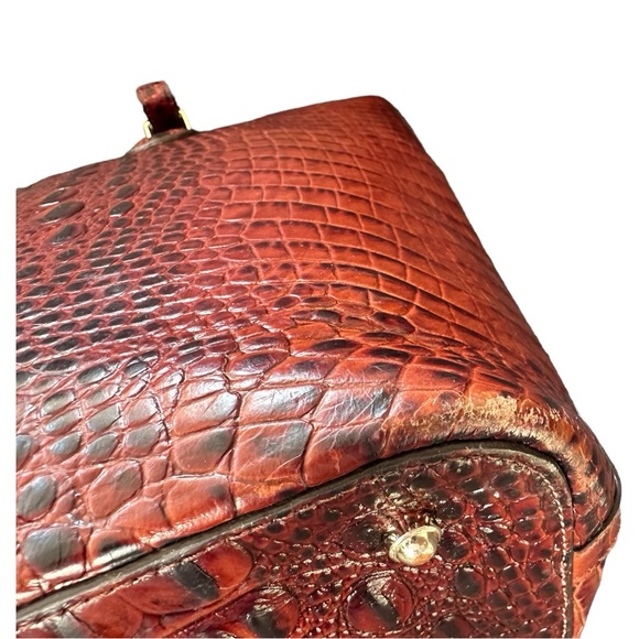 Brahmin Brown Leather Reptile Hand Tote W/Matching Wallet 2pc - Picture 8 of 13